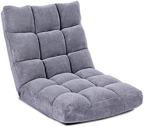 GIANTEX Floor Chairs for Adults, Floor Gaming Chair w/Back Support (Grey)