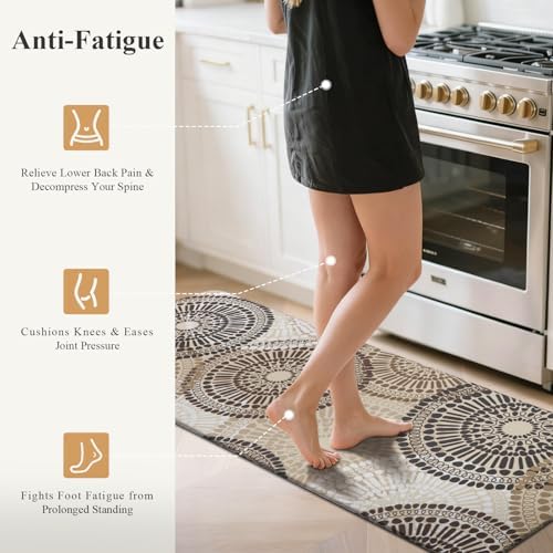 HEBE Anti Fatigue Kitchen Rugs Set of 2, Cushioned Kitchen Mats for Floor
