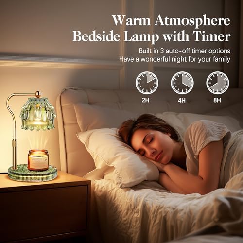 Candle Warmer Lamp with Timer Dimmer, Wax Melts Glass Lamp for Gift, Green