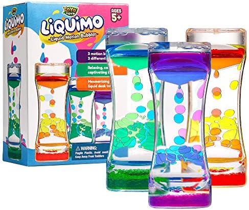 YoYa Toys Liquimo - Liquid Motion Bubbler - 3 Pack - Sensory Fidget Desk Toy for Kids & Adults - Relaxing Hourglass Timer Tubes - Calming Visual Play for School, Home, Office, Stress Relief and Focus