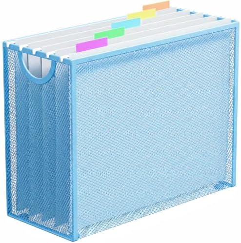 Letter-Size Hanging File Organizer (Blue, with 5 Grey Folders)