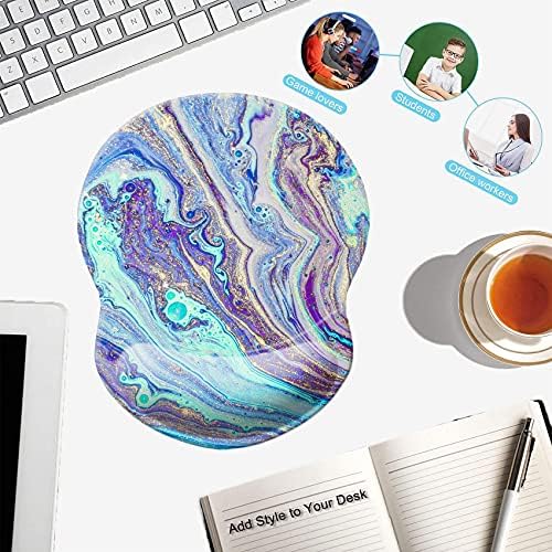 Mouse Pad with Wrist Support, Non Slip Mousepad Wrist Rest for Office, Computer, Laptop & Mac-Comfortable & Lightweight Ergonomic Support Mouse Mat(Pretty Marble-J)