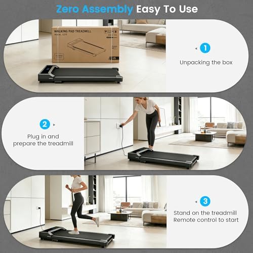 Walking Pad Treadmill for Home - Under Desk Walking and Running with Remote Control Portable Electric Machine Adjustable Slim Compact with 0.6-4.0MPH Modes Max up 265 Lbs for Home Office