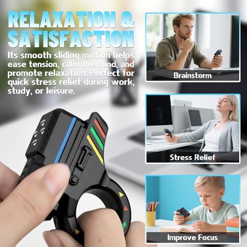 Fidget Spinner Toy for Kids Adults, 3D Fidget Slider Ring, EDC Fidget Spinner Desk Toy for Stress Relief, Hand Roller Gifts for Office Classroom Boys Men, 5 in 1, Plastic