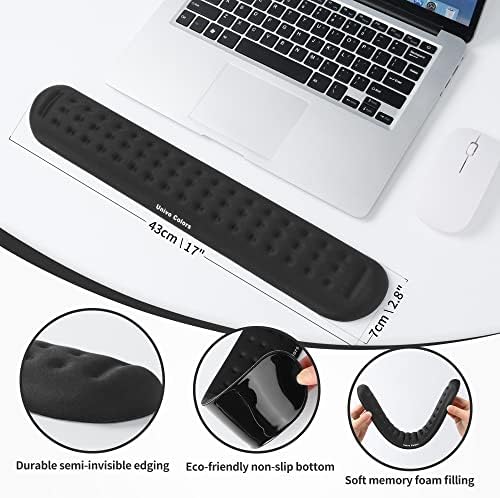 Univo Colors Black Superfine Memory Foam Keyboard Wrist Rest Soft Gel Ergonomic Wrist Support Pad for Computer, Laptop, Office, Gaming, Typing