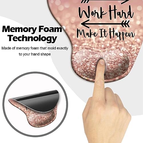DOOKE Ergonomic Mouse Pad with Wrist Support and Coaster,Mouse Pads with Non-Slip PU Base for Home Office Working Studying Easy Typing & Pain Relief Stay Positive