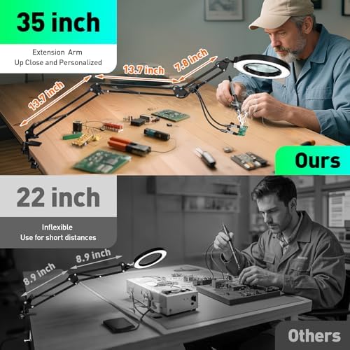 12X Magnifying Glass with Light and Stand, Soldering Helping Hands