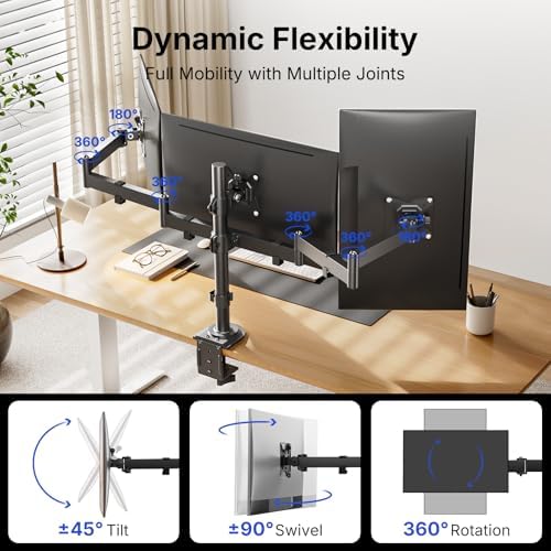 HUANUO Triple Monitor Mount for 13-27 Inch Screens