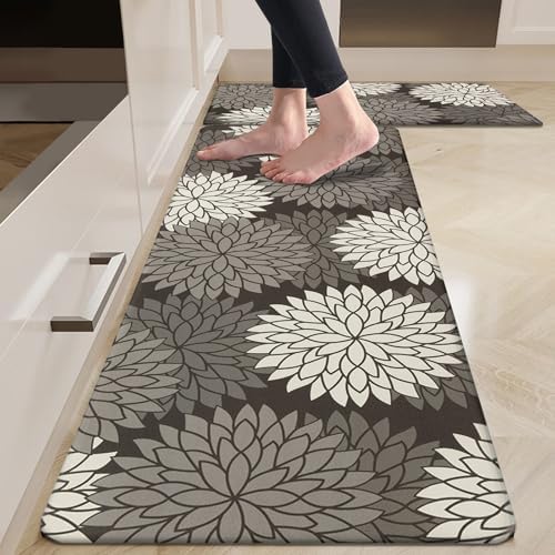 HEBE Anti Fatigue Kitchen Rugs Set of 2, Cushioned Kitchen Mats for Floor
