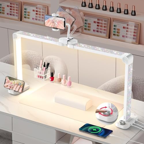 Half Moon Light for Nail Desk: 34" Large Foldable Nail Light for Desk