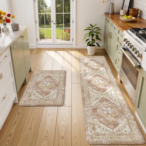 KIMODE Anti Fatigue Kitchen Mats for Floor,Farmhouse Kitchen Rugs Sets of 2