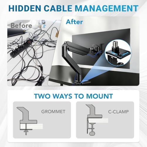 Heavy Ergonomic Single Monitor Arm Desk Mount for up to 57"Screens