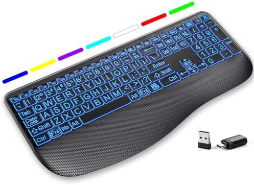 Hamile Large Print Wireless Backlit Keyboard for Windows, Black