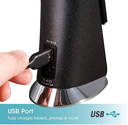 OttLite Prevention LED Lamp with Digital Display and USB Charging, Black