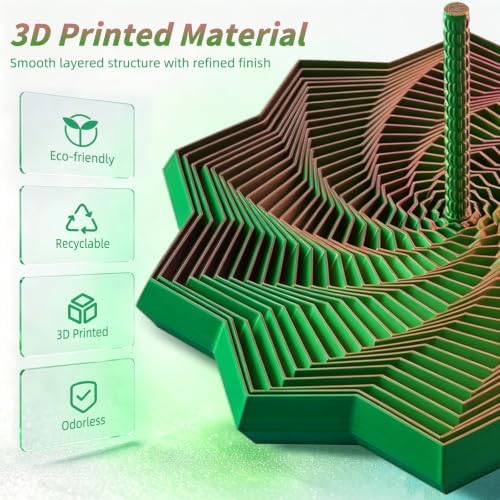 3D Printed Expanded Sensory Fidget Star, Fractal Stress Relief Spinning Tower Toy with Handle, Polygonal Honeycomb Whirling Spiral Design, Stocking Stuffers Gift for Adults Teens ADHD Office Desk