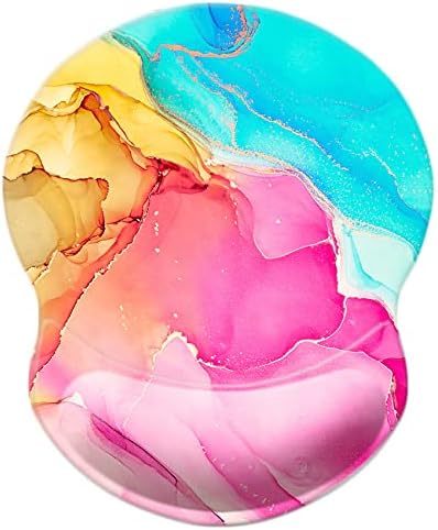 Mouse Pad with Wrist Support, Non Slip Mousepad Wrist Rest for Office, Computer, Laptop & Mac-Comfortable & Lightweight Ergonomic Support Mouse Mat(Wrist-Colorful Marble)