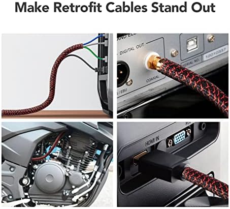 AGPTEK Cable Sleeve, 10ft - 1.2 inch Cable Management Cord Hider, BlackRed