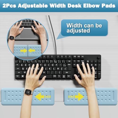 Leolee L-Shaped Desk Elbow Pads for Desk, Blue Memory Foam Arm Rest