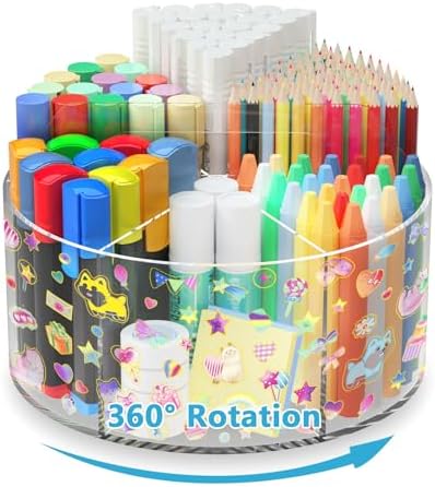 Acrylic Pen Holder for Desk Organizer Holder with 2 Adhesive DIY Stickers