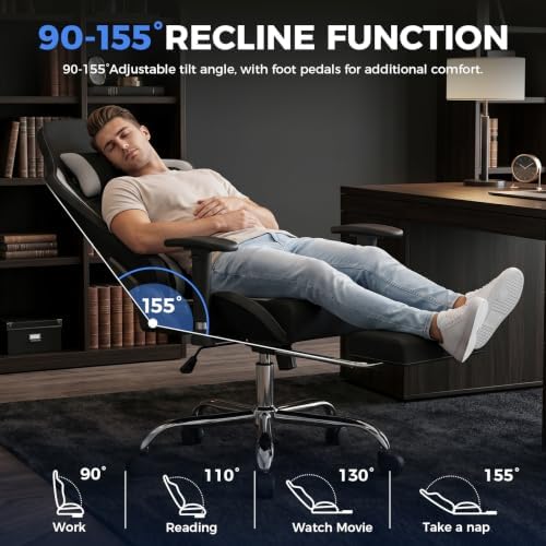 LUCKRACER Gaming Chair High Back Ergonomic Computer Chair with Breathable Fabric, with Lumbar Support, 8-Way Adjustable Armrests, Integrated Frame for Office Study Gaming, Grey