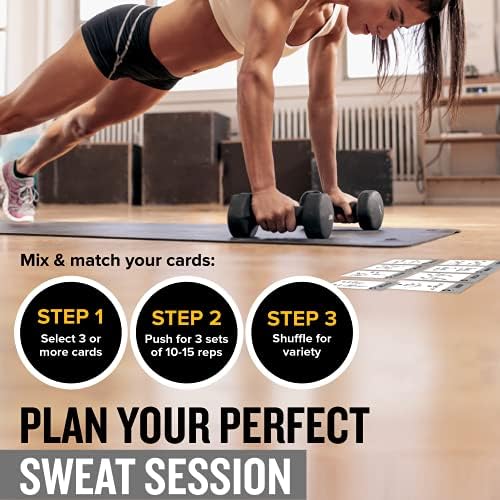 NewMe Fitness Dumbbell Workout Cards - 50 Exercise Cards for Home Training