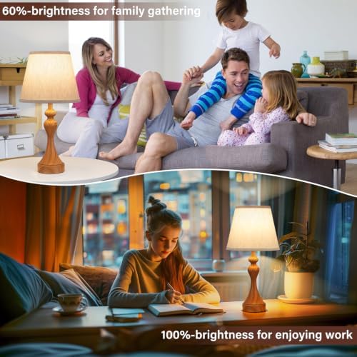 Touch Lamps for Nightstand, 3 Way Dimmable Bedside Lamps with USB C+A Ports