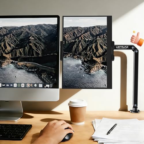 Urmust Portable Monitor Stand 15.6" Dual Arm iPad Stand for Desk