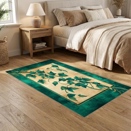 5'x7' Green Cat Cat-Inspired Vine Symmetry Ultra-Soft Area Rug