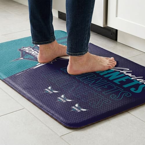 Northwest NBA Charlotte Hornets Embossed Anti-Fatigue Mat, Cushioned Kitchen Floor Rug, Non-Slip PVC Standing Comfort, 18 x 30 in