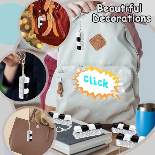 2 Psc Keyboard Fidget Toy, Keyboard Fidget Keychain 4-in-1 Keyboard Decompression Button Finger Clicker Toys, Button Stress Relief Fidget Gifts for Adult to Relief Stress (Black+White)