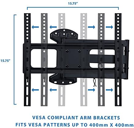 Mount-It! Full Motion Articulating TV Wall Mount for 32-55 Inch TVs – 24" Long Arm Extension, Swivel Tilt & Rotate, Single-Stud Install, Cable Management, VESA 75x75-400x400mm, Holds up to 77 lbs