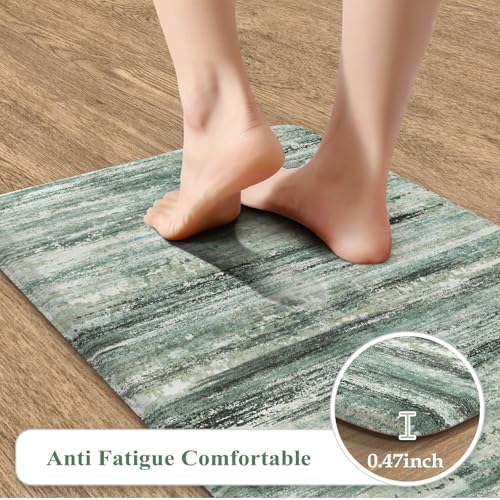 KIMODE Kitchen Mats Cushioned Anti Fatigue, Abstract Kitchen Rugs Sets of 2