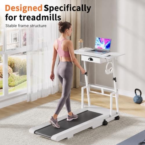 Honkazita Height Adjustable Standing Desk with Storage Drawer, White