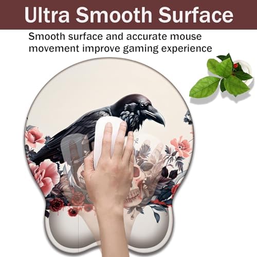 Keyboard Wrist Rest and Mouse Pad Wrist Support with Lace-Shaped Coaster Set, Ergonomic Gel Memory Foam and Anti-Slip Base, Easy Typing and Pain Relief - Rose Skeleton