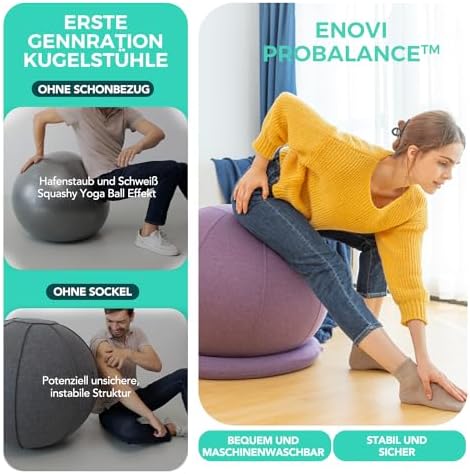 ProBalanceΩ Ball Chair, Yoga Ball Chair Exercise Ball Chair with Slipcover and Base for Home Office Desk, Birthing & Pregnancy, Stability Ball & Balance Ball Seat to Relieve Back Pain, Multiple color size