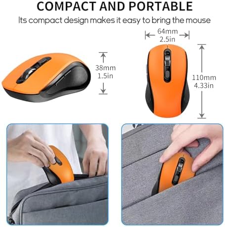 Ergonomic 6 Button Silent Wireless Side Key Mouse OrangeNo Light