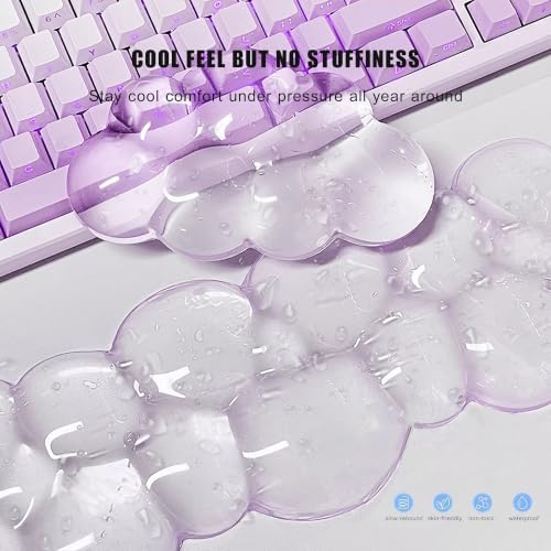 Mouse Pad with Wrist Rest, Soft Cloud Gel Keyboard Mouse Pad Set with Hand Wrist Support, Cute Non Slip Office Desk Accessories for Comfort/Pain Relief/Computer/Laptop (Purple Cloud)