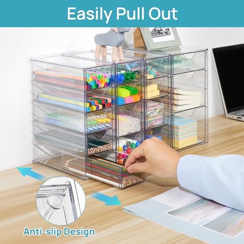 Vtopmart 4 Set Acrylic Desk Organizer with 16 Drawers for Office, Makeup
