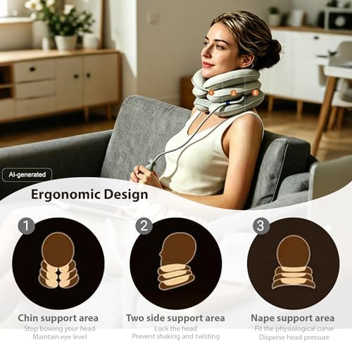 FSA or HSA Cervical Neck Stretcher - Inflatable Cervical Traction Device for Neck Pain Relief, Inflatable Neck Traction Device for Home and Office, Adjustable Neck Stretcher Neck Support Brace
