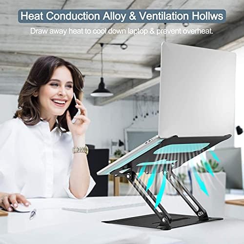 Adjustable Laptop Stand,Portable Laptop Computer Stand Riser&Multi-Angle Stand with Heat-Vent to Elevate Laptop Holder for Mac,Notebook,Lenovo KT1-black