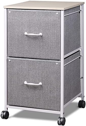 DEVAISE 2 Drawer Mobile File Cabinet, Fabric Vertical Filing Cabinet