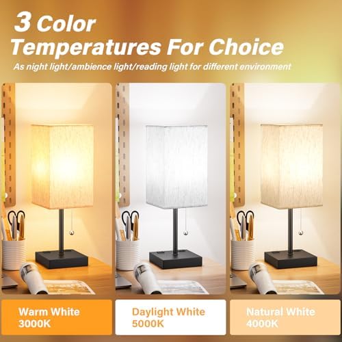 Bedside Lamp for Bedroom - 3 Color Temperatures, USB A+C, 2 AC Outlets