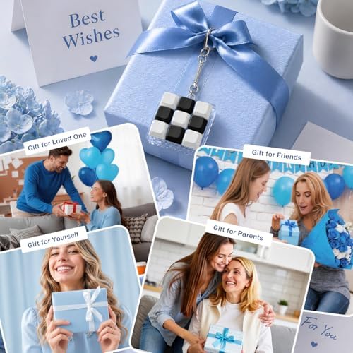 Keyboard Fidget Toy, Creamy Fidget Clicker Keyboard Fidget Keychain, Button Fidget Gifts for Adults, Boost Focus & Ease Anxiety Anywhere — Perfect Stress-Relief Gift (3×3 Grid Layout A-C)