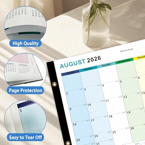 Desk Calendar 2026-2027 - 22" x 17", 18 Month Large Desk Calendar July 2026-2027 Dec, Large Desktop Calendar with Plastic Cover, Thick Paper, Corner Protectors - Colorful (3 Stickers Included)