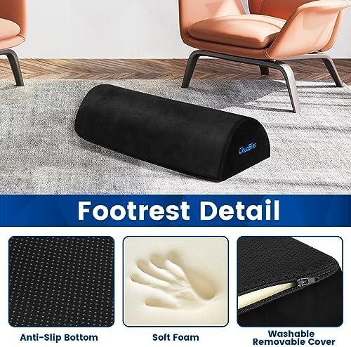 Foot Rest for Under Desk at Work,Office Desk Accessories with Soft Foam and Washable Removable Cover, Foot Stool for Office, Car, Home to Foot Support and Relax Ankles, Black (Pack of 2)