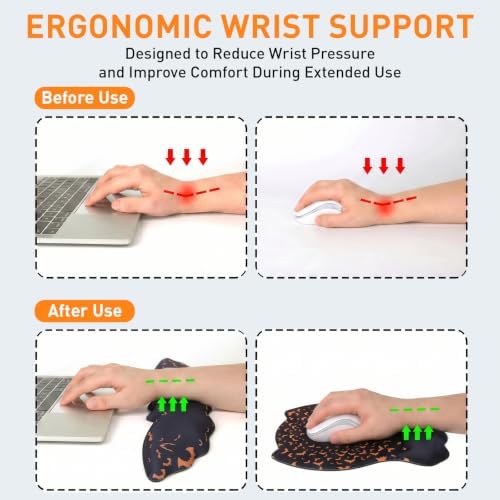 Gaming Mouse Pad XXL with Ergonomic Wrist Support Set, Bat-Themed Desk Mat&Keyboard Wrist Rest&Mouse Pad Wrist Support, Non-Slip Base Pad Set for Home, Office, PC & Laptop（bat Groups）