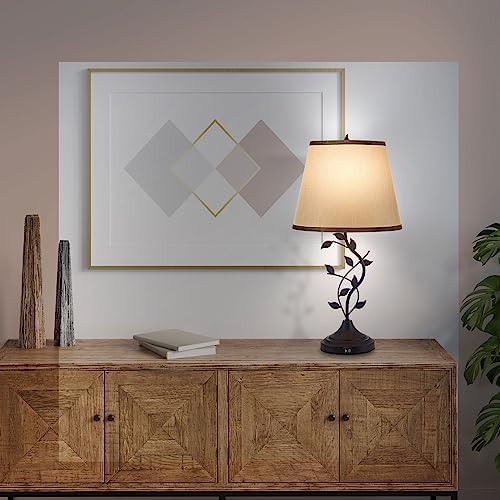 Kakanuo Table Lamp for Living Room, Bedside Lamp for Bedroom, Rustic Lamp