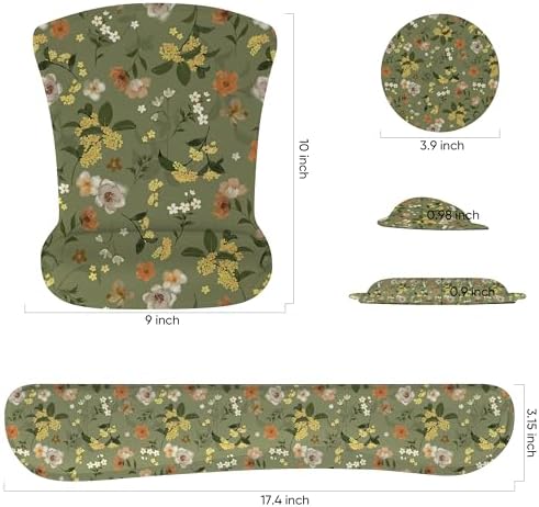 Ergonomic Memory Foam Keyboard Mouse Pad Set with Wrist Rest Support,Non-Slip Hand Wrist Cushion for Laptop/Notebook/Desktop/Computer/Gaming/Office,Easy Typing& Pain Relief (Flowers)