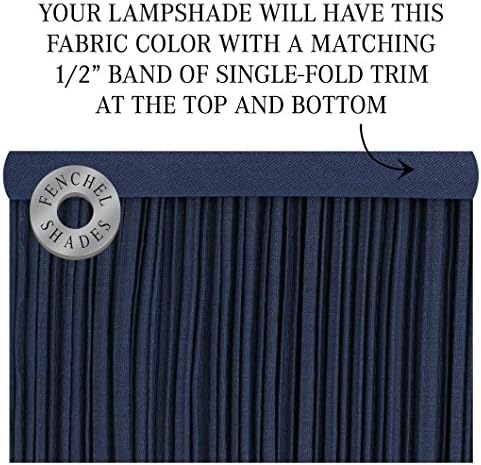 FenchelShades.com 6" Top Diameter x 14" Bottom Diameter x 12" Slant Height Fabric Barrel Lampshade Spider Attachment (Pleated Navy Blue)