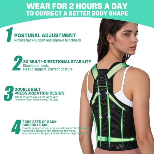 Posture Corrector for Women,2-in-1 Back Brace with Shoulder Support